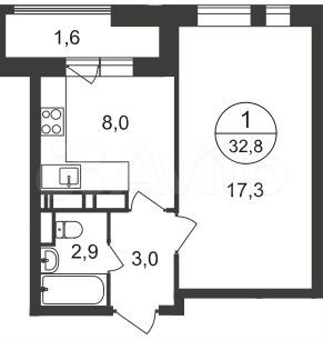 1-к. квартира, 32,7 м², 15/20 эт.