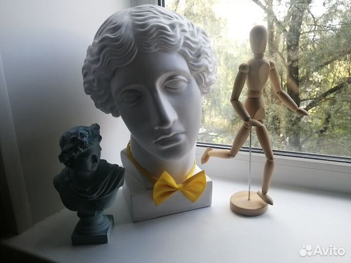 Гипсовая голова и фигура человека