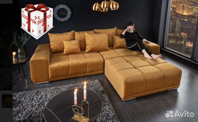 Угловой диван с пуфом в комплекте
