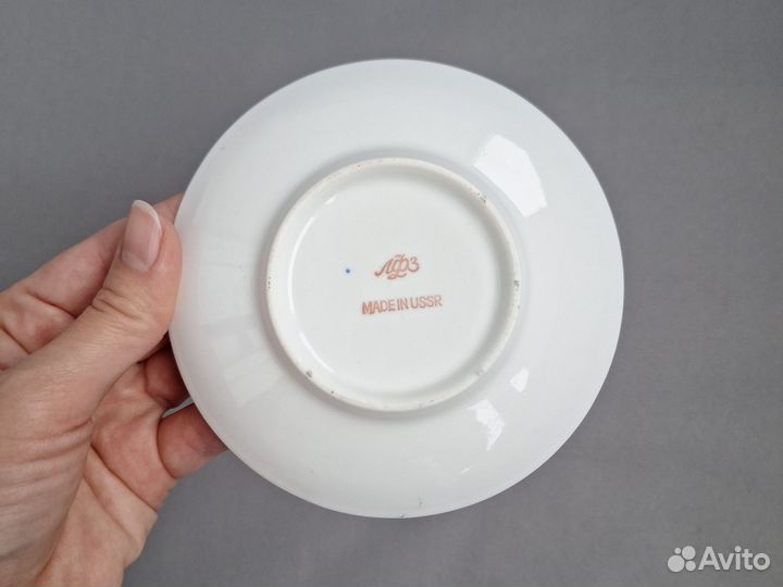Блюдце кофейное лфз голубые вазочки СССР