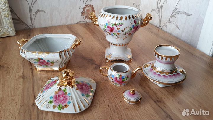 Самовар + Шкатулка Гжель