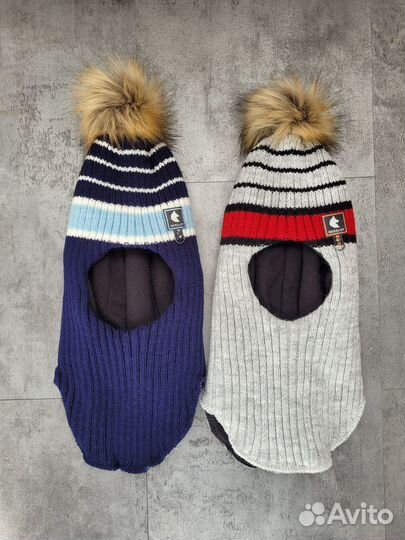 Шапка шлем зимняя с помпоном