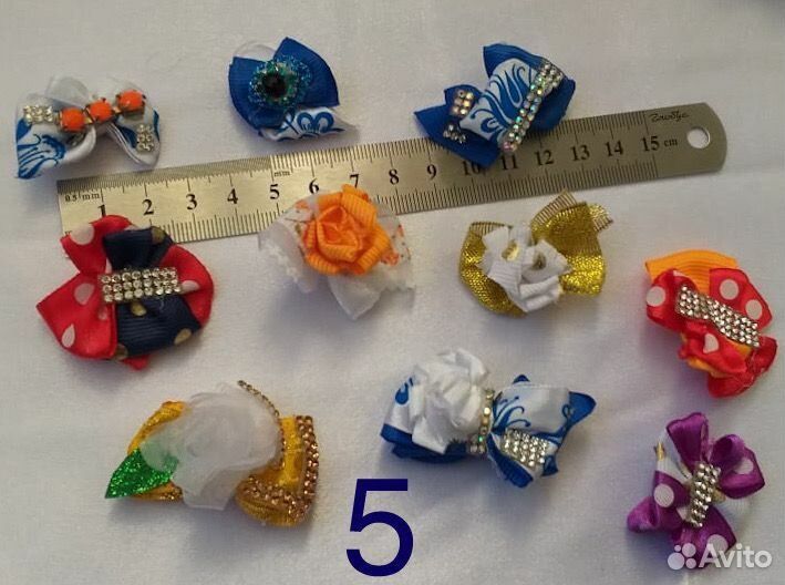 Маленькие бантики со стразами для щенков собак