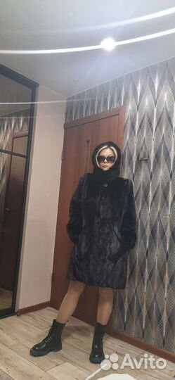 Шуба норковая с капюшоном