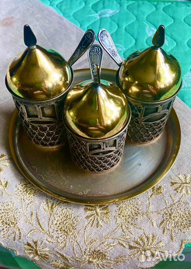 Набор для специй винтаж СССР Три богатыря мельхиор