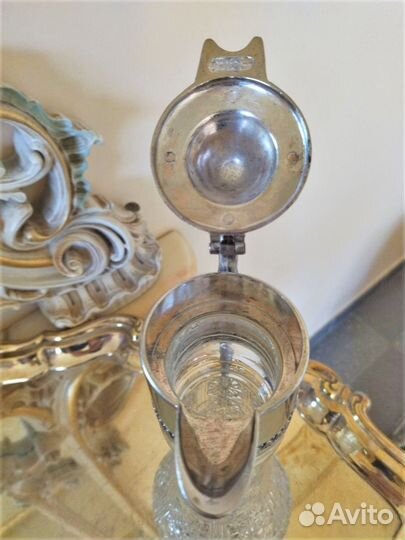 Графин кувшин серебрение хрусталь винтаж Италия