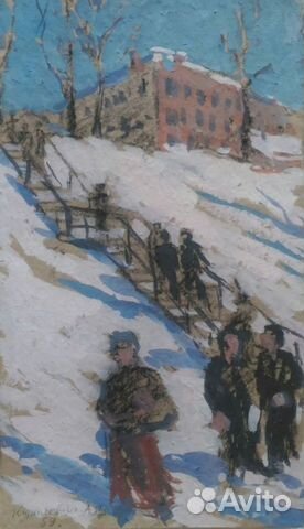 Картина Курилович А.М. По лестнице. Зима