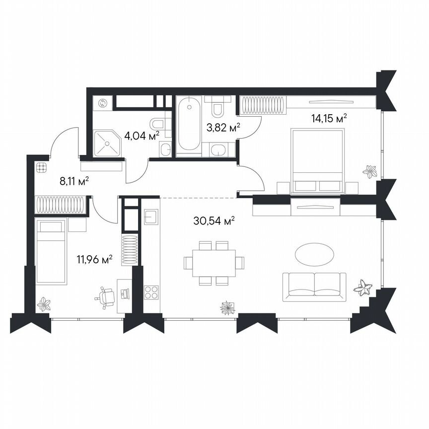 2-к. квартира, 72,6 м², 15/28 эт.