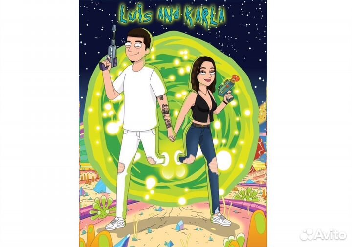 Портреты по фото в стиле Симпсонов / Рикки и Морти