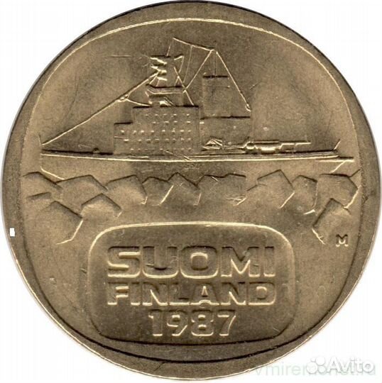 Монета. Финляндия. 5 марок 1987 год. М