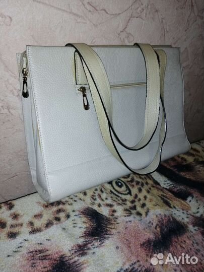 Сумка натуральная кожа бежевая