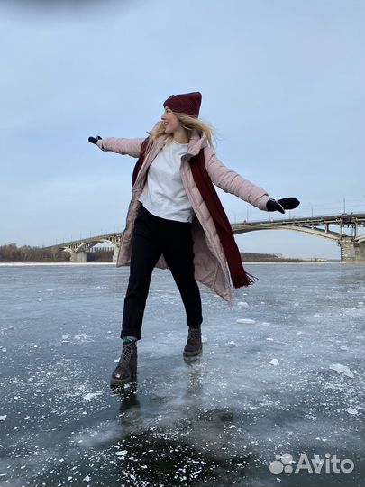 Пальто зимнее длинное прямое теплое