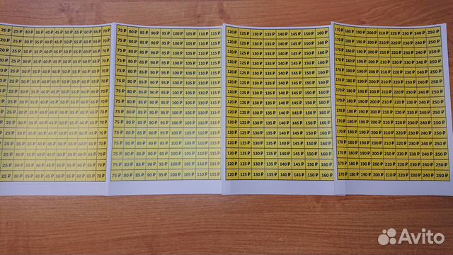 Комплект пластиковых ценников на снековый автомат