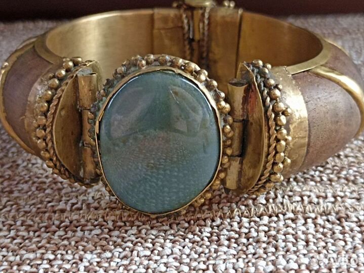 Браслет, запонки 875 пробы с родонитом