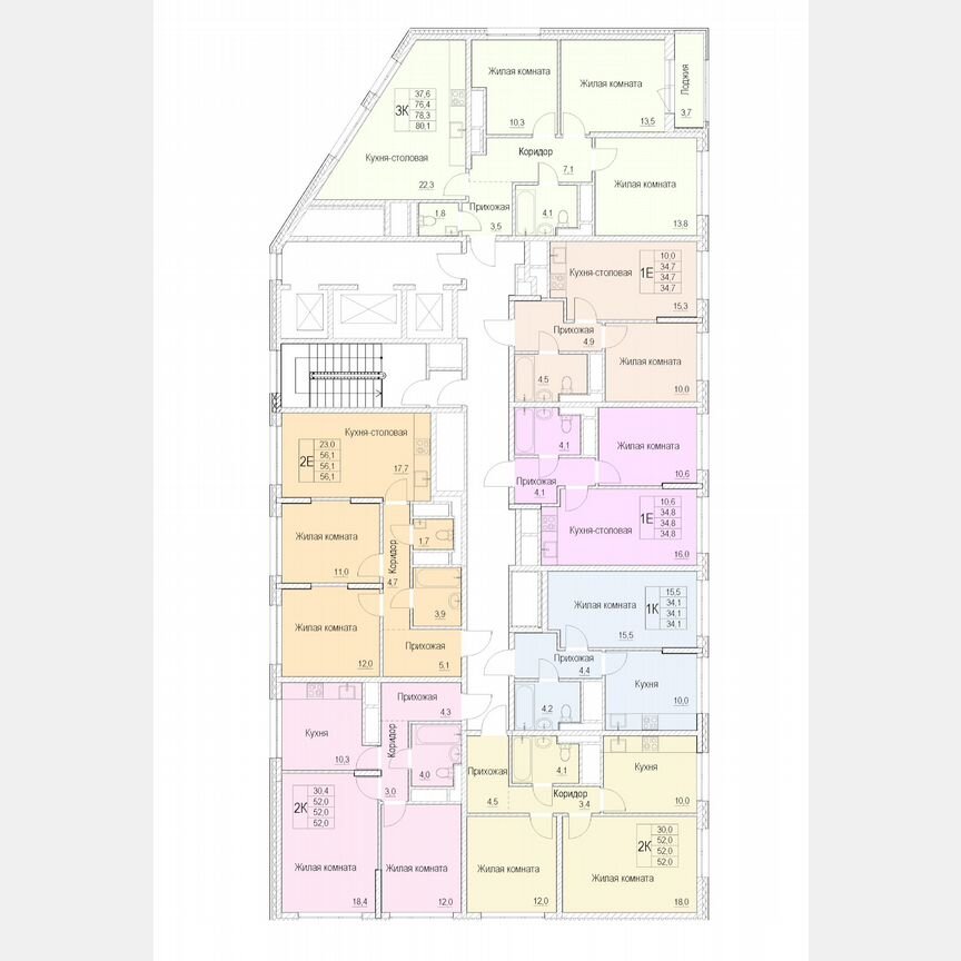 2-к. квартира, 56,1 м², 9/25 эт.