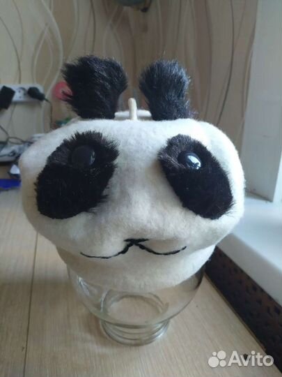 Шерстяной белый берет шапка панда