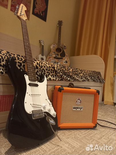 Электрогитара fender с комбиком orange crush