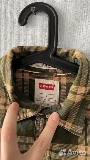 Рубашка levis мужская М в клетку зеленая