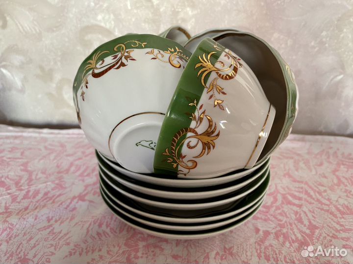 Сервиз Чайный 6 Кружек 6 Тарелок Комплектом