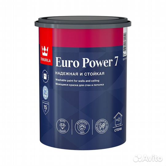 Краска моющаяся Tikkurila Euro Power 7 основа С ма