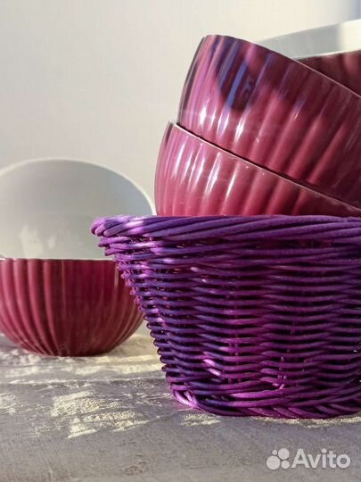 Корзина плетёная фиолетовая