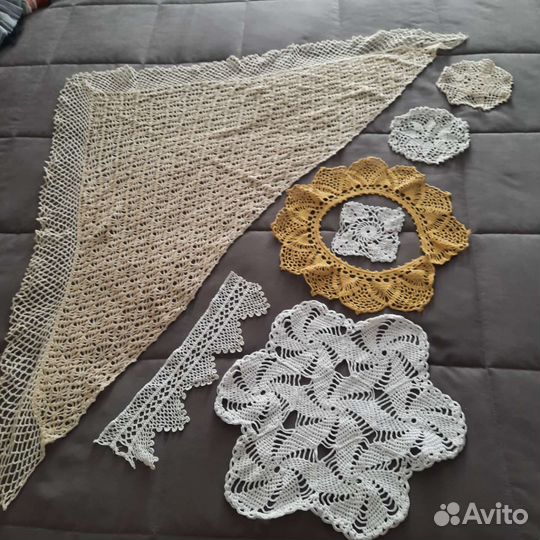 Шаль, воротник,салфетки вязаные