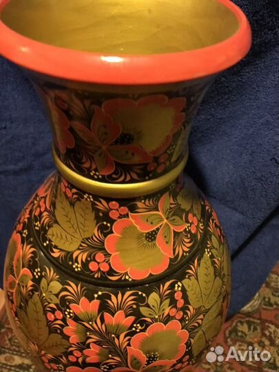 Ваза деревянная расписная напольная СССР