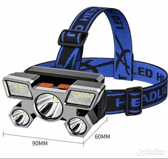 Налобный фонарь аккумуляторный новый