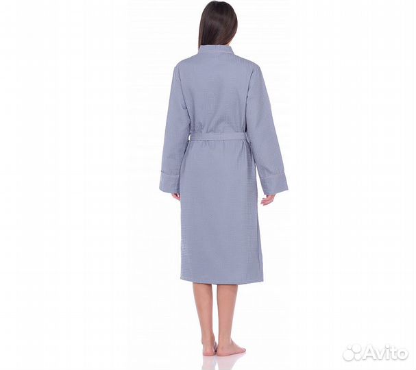Халат вафельный Home One с кантом серый 60