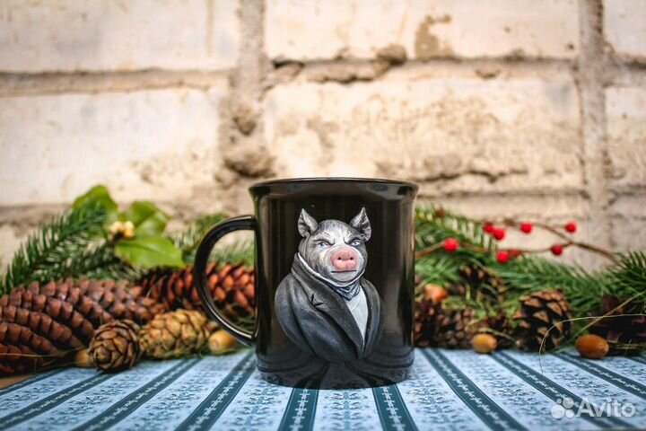 Декор кружки из полимерной глины. Наполеон