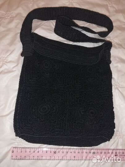 Сумка черная вязанная крючком