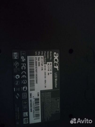 Монитор Acer на запчасти или под восстановление