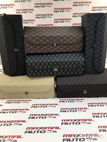 Органайзер в багажник 50-30-30 черный/шов синий