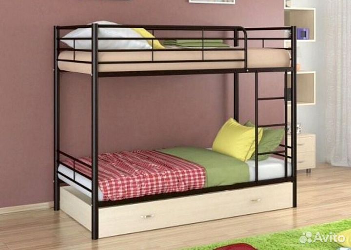 Двухъярусная кровать манеж с высокими бортиками