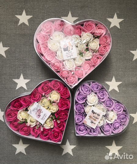 Бокс из мыльных цветов