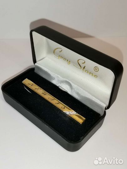 Винтажный зажим для галстука позолота/стразы новый