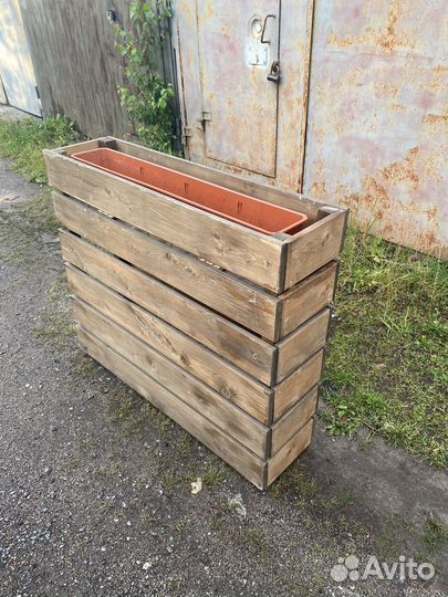 Деревянный ящик ограждение 100х30х100 для цветов