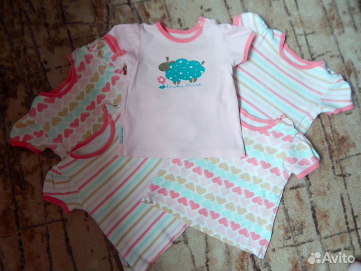 Футболки пакетом для девочек 80 86 бронь