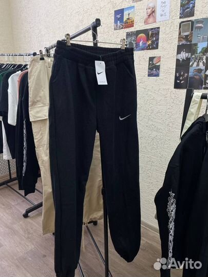 Штаны Nike теплые барашек унисекс черные
