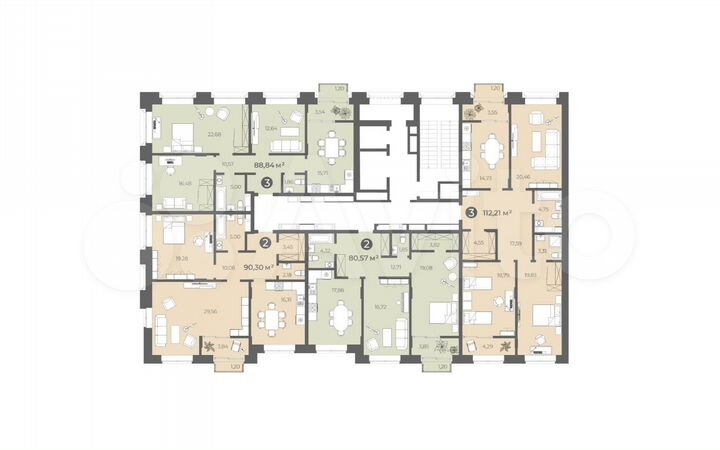 2-к. квартира, 80,6 м², 4/12 эт.