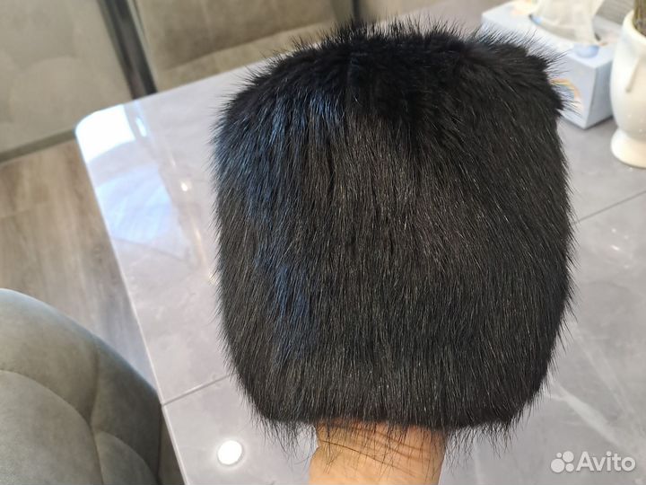 Шапка норковая вязаная