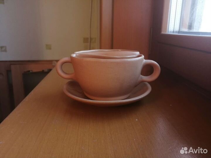 Чашка с блюдцем керамическая для двоих