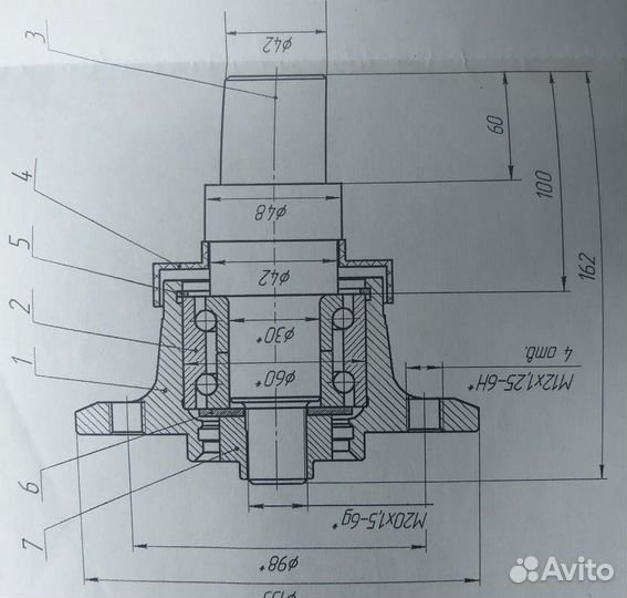 Ступичный узел в сборе для оси легкового прицепа