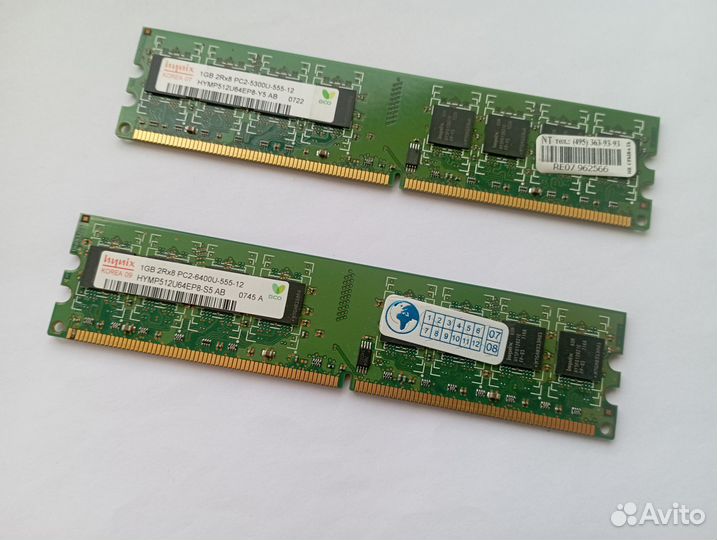 Оперативная память Hynix 1gb 2rx8 pc2-6400u-555-12