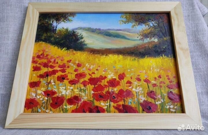 Картина маслом Маковое поле