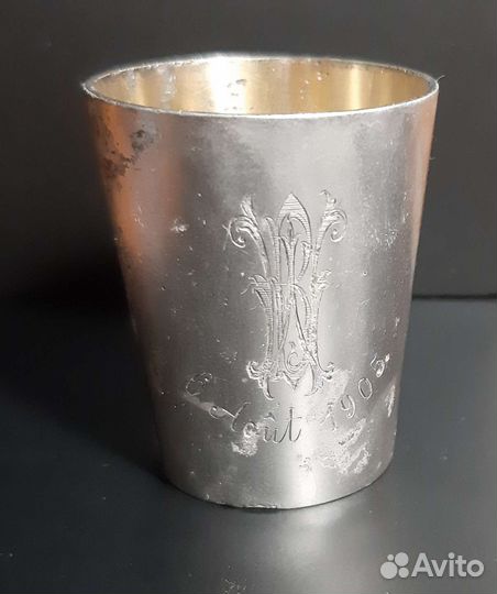 Серебряная стопка 84 пробы,эмаль