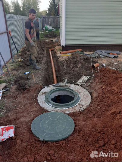 Копка и монтаж септиков, монтаж водоснабжения