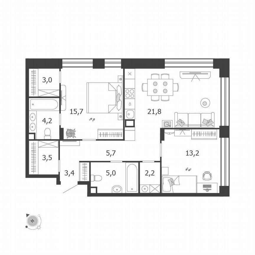 2-к. квартира, 77,7 м², 10/14 эт.