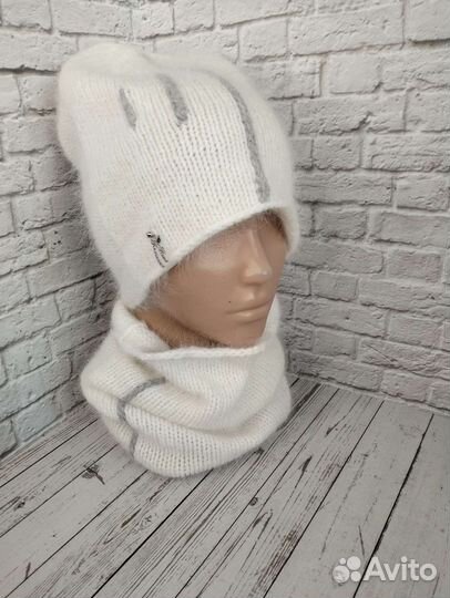 Шапка + снуд пух норки