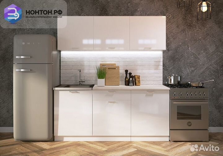 Кухня Ритмо 1.8м мдф белый глянец